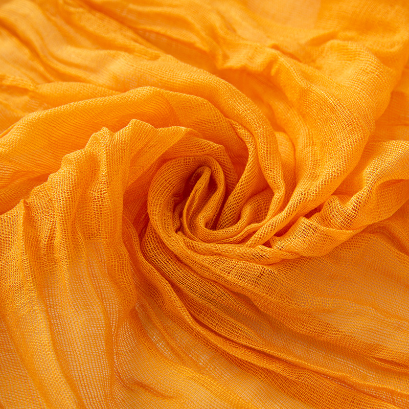 Solid color autumn and winter new foreign trade twist scarf wholesale natural wrinkle pure linen scarf cotton scarf women's shawl