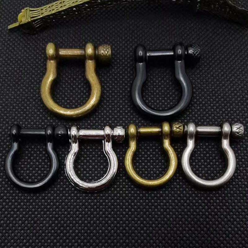 Factory wholesale vintage luggage accessories horseshoe buckle handmade diy key buckle accessories screw d-shaped buckle U-shaped lock