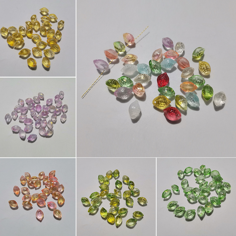 Fruit shaped glass accessories lemon fruit half hole Crystal loose beads DIY antique pendant hairpin material wholesale