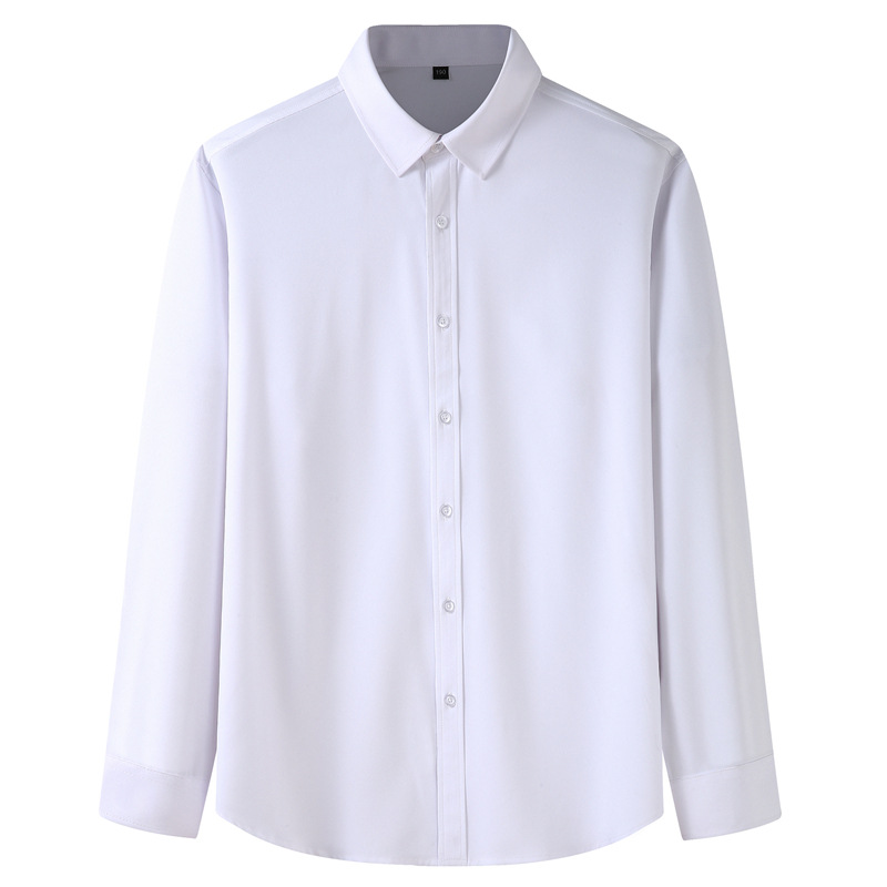 plus size Men's Solid Color Stretch Long Sleeve Shirt Men's Spring and Autumn New Large Chubby Business Casual Professional Thin Shirt