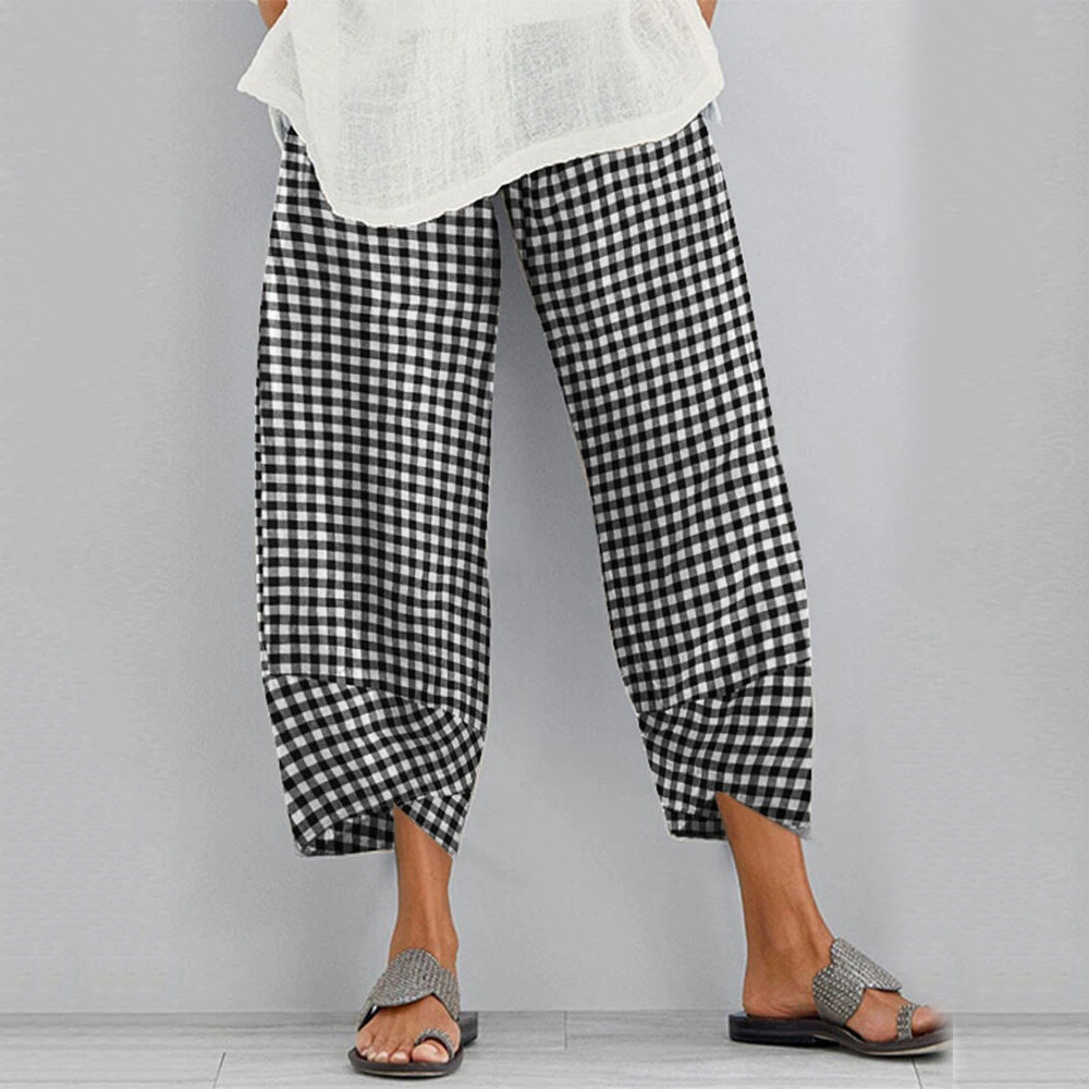 Cross-border 2023 Amazon AliExpress ebay new women's European and American sexy pants Plaid stitching