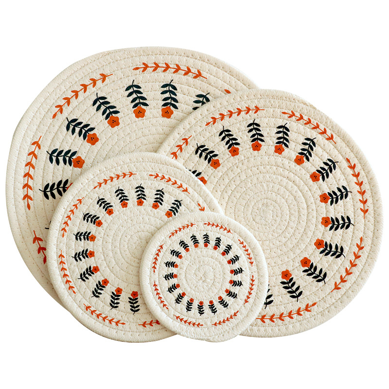 Original Design Printed Round Mat Placemat Creative Pot Mat Anti-Slip Mat Heat Insulation Mat Coaster Japanese Placemat