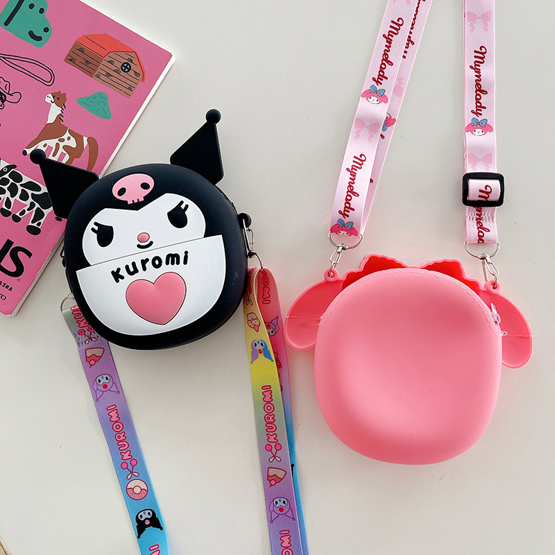 Sanrio Cute Round Bag Library Ruomi Children's Silicone Crossbody Bag Fashion Meruti Little Girl Coin Purse Bag