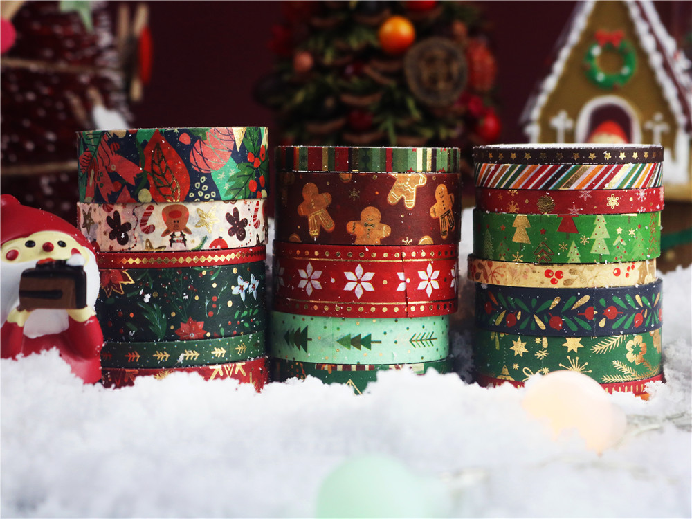 Cross-border Christmas and paper tape diy Christmas decoration arrangement 21 rolls tape hand account sticker gilding and paper decoration