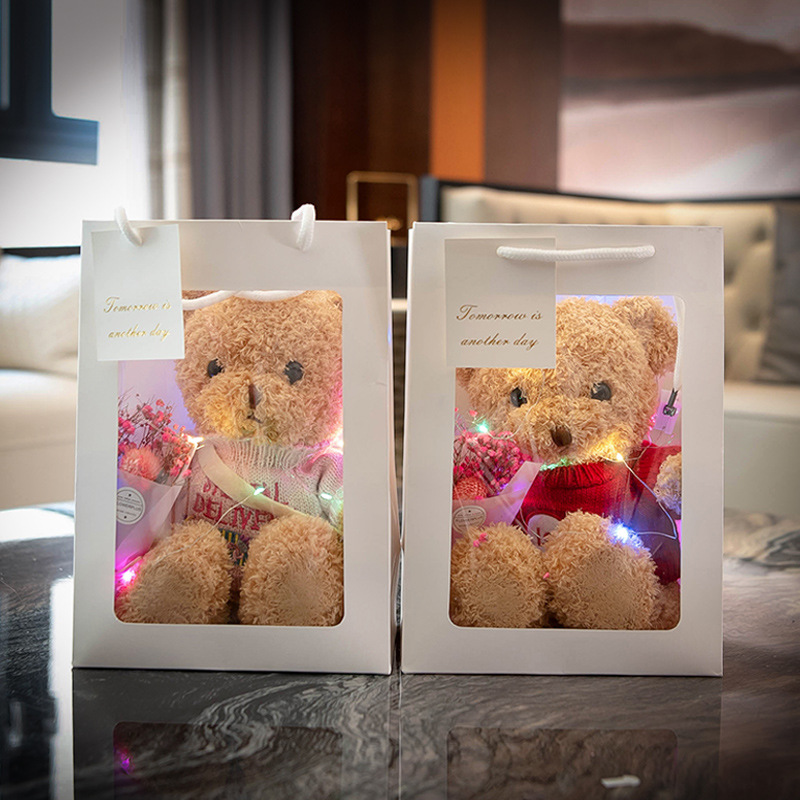 Cute Dressing Bear Doll Doll Bear Plush Toy Teddy Bear Small Gift Box Doll Girl's Birthday Gift