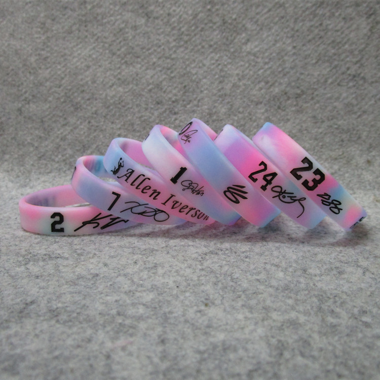 Basketball star Kobe James Owen Kurimoland mixed color luminous sports bracelet silicone wristband