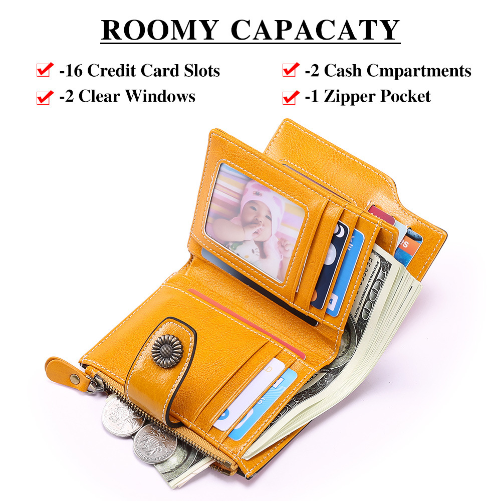 RFID women's short wallet Korean-style fashion buckle clutch girls' change multifunctional card holder in stock wholesale
