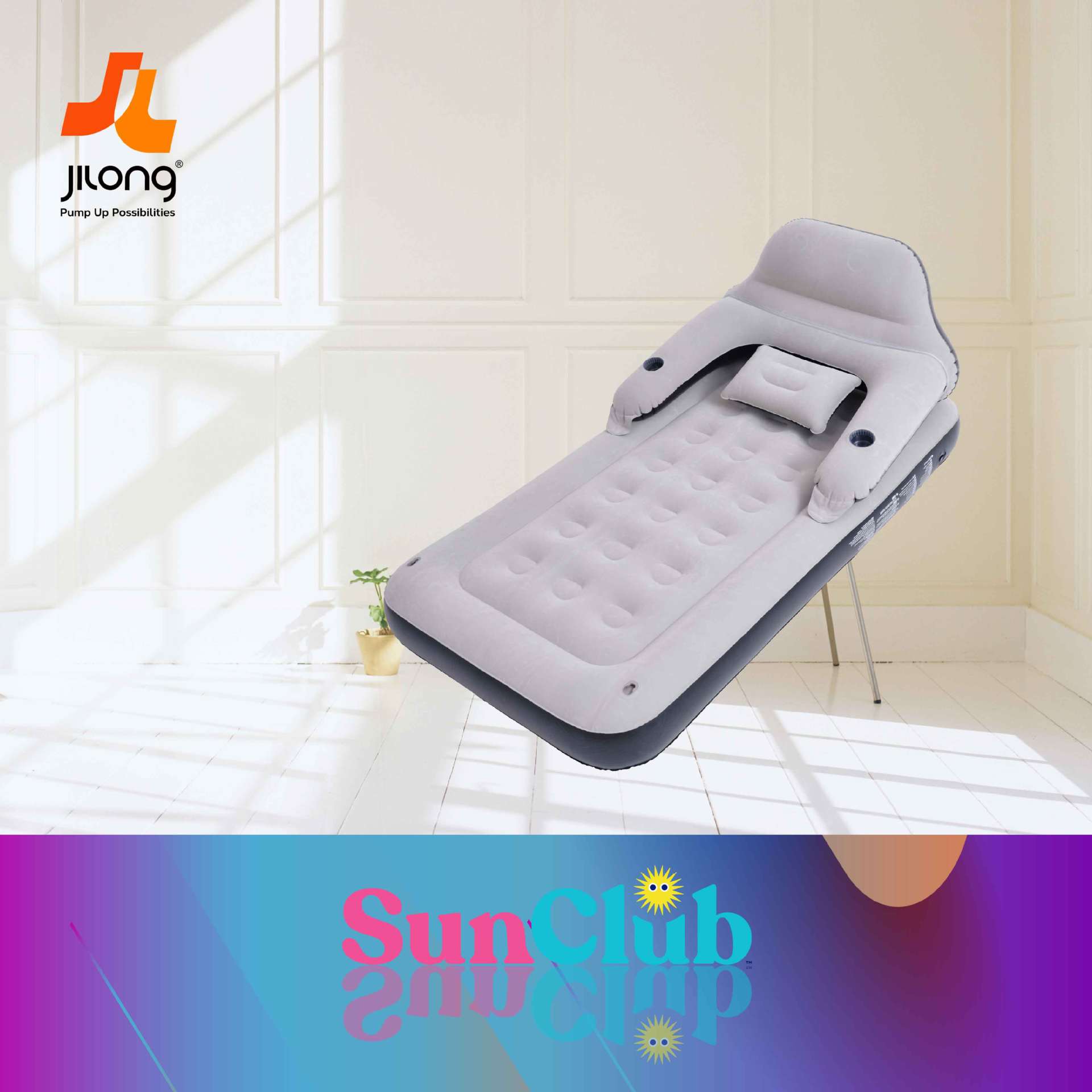 JILONG Single Double Household Thickened Extra Large Air Cushion Bed Simple Portable Outdoor Lazy Backrest Inflatable Mattress