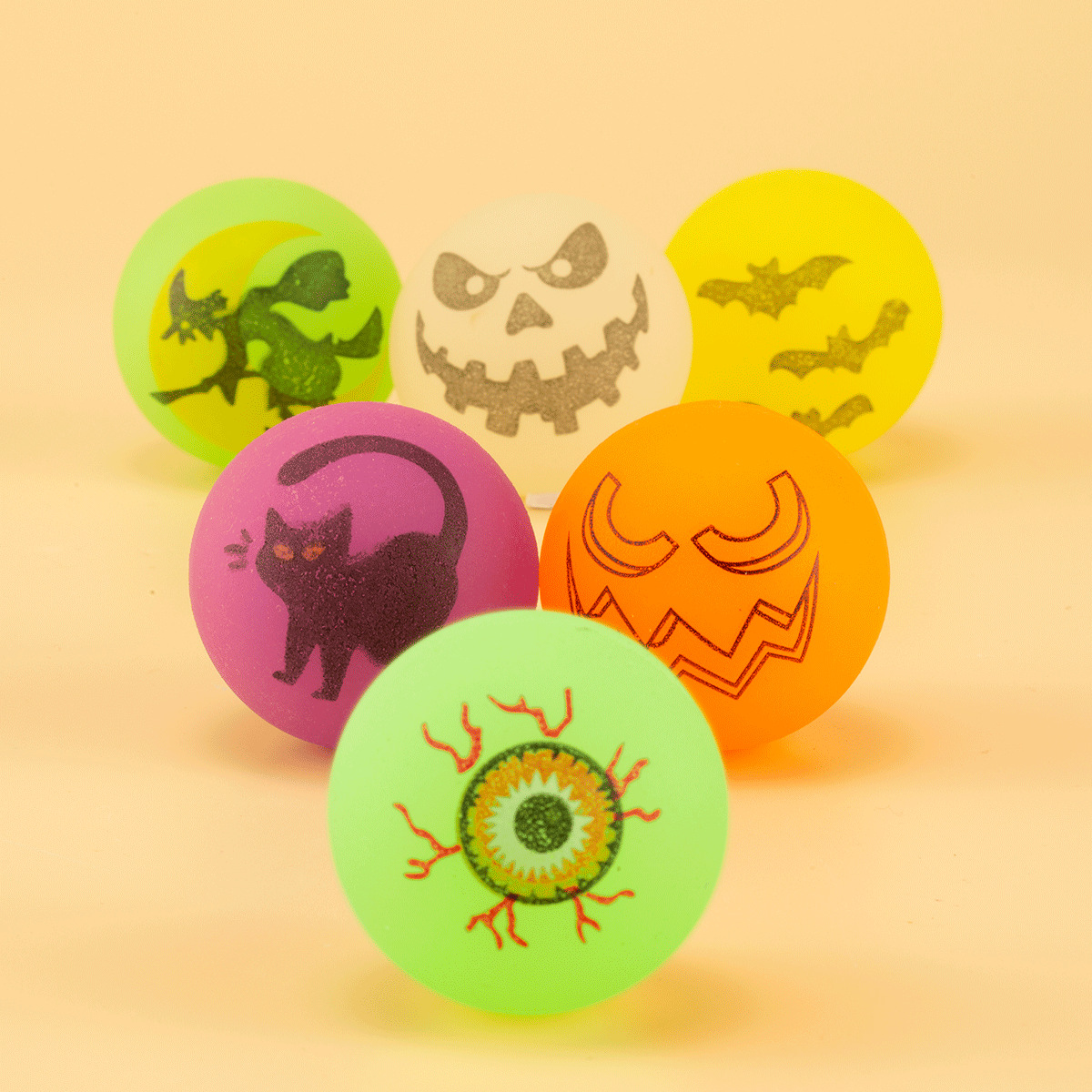 halloween luminous elastic ball halloween toy bouncing ball solid cross-border jumping ball