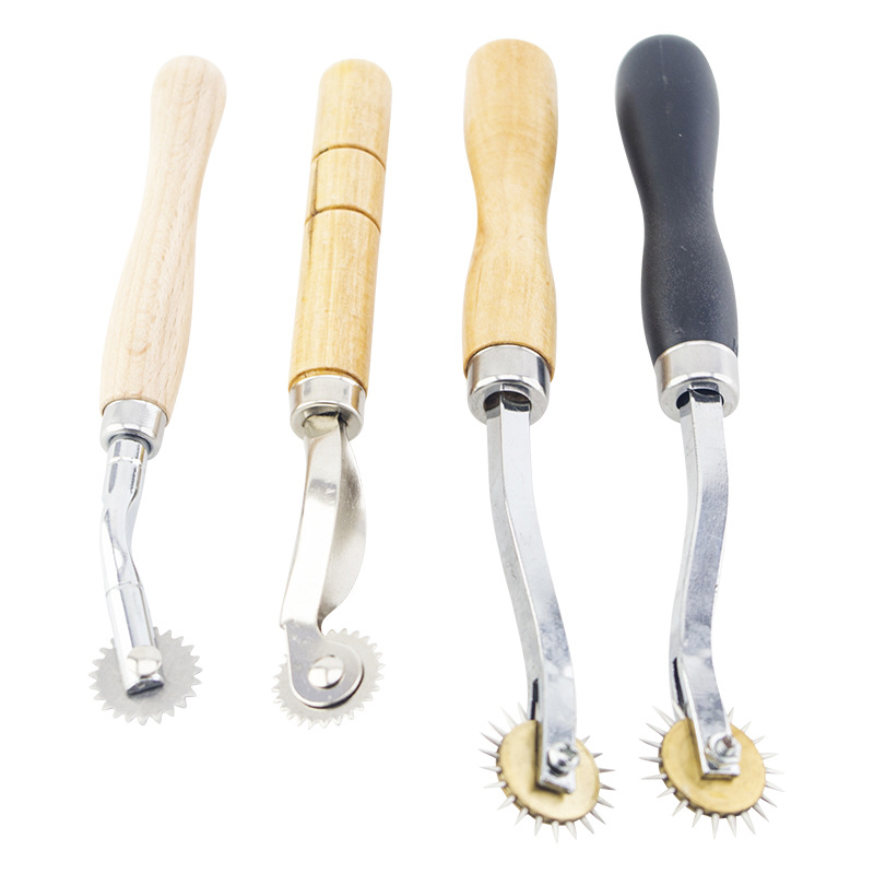 Leather DIY tool wooden handle cloth drawing wheel cloth pressing wheel distance wheel line tracing device point line wheel tip tooth cloth drawing wheel