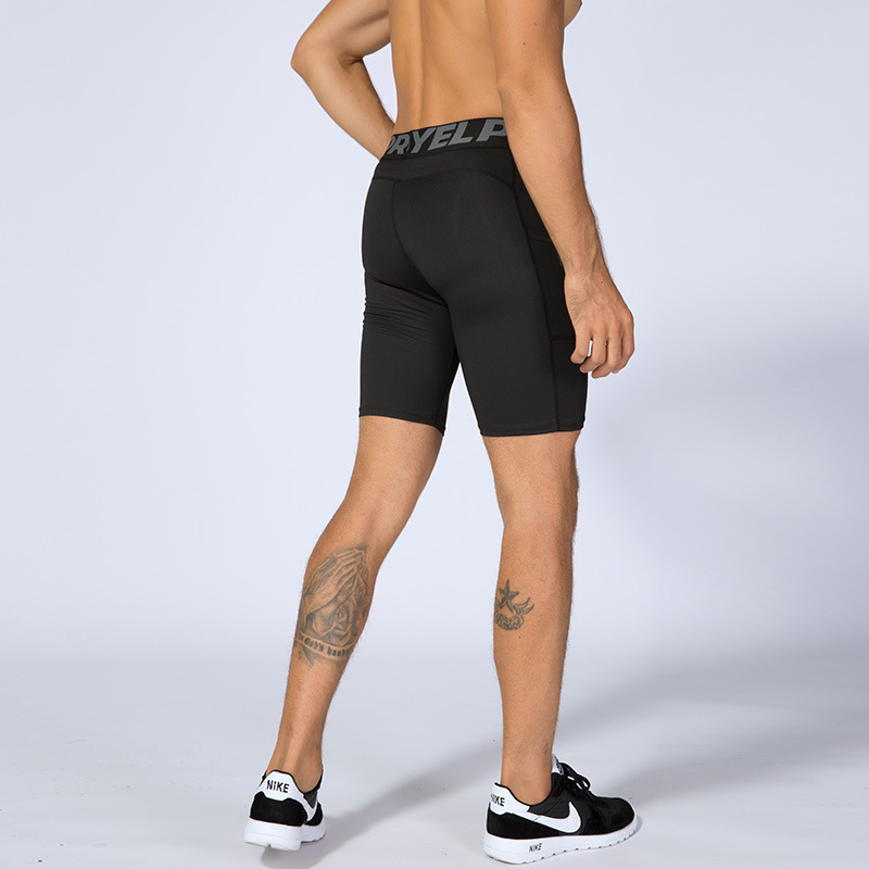 Men's PRO Fitness Shorts with Pocket Sports Running Training Sweat-wicking Quick-drying Elastic Tight Shorts 1084