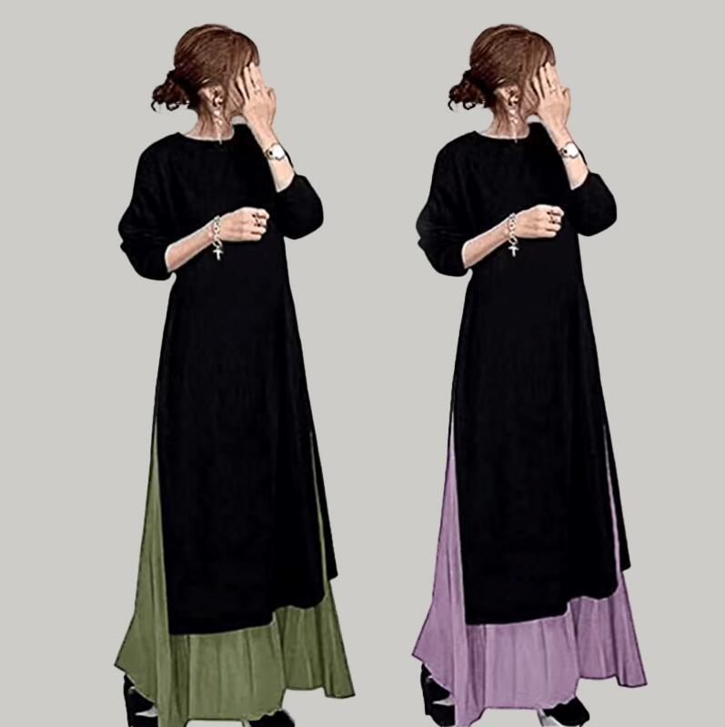 6-color spot cross-border hot selling suit 2022 autumn and winter New long top + skirt two-piece set skirt