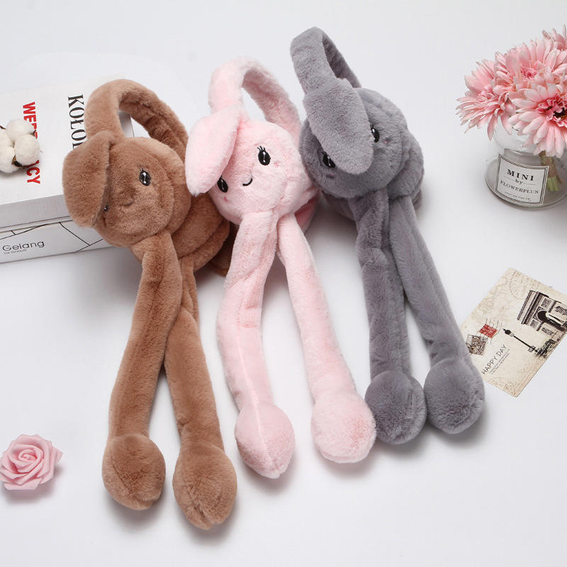 Hugely Popular Rabbit Ears Headband with Moving Ears, Winter Kids Cute Warmth Preservation Anti-Cold Ear Cover Ear Warmer