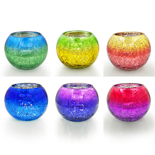 2022 New Electroplating Gradient Colorful Candle Glass Candle Holder Glass Crafts Amazon Spot