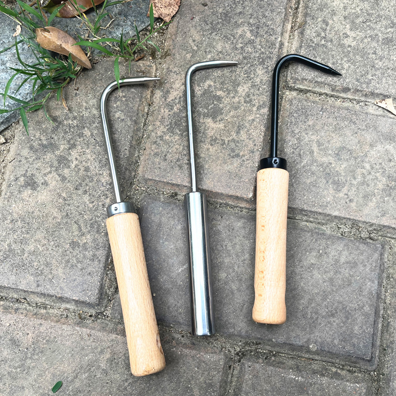 Wooden handle single claw root hook soil loosening tool root hook gardening bonsai conservation tools soil loosening pot gardening tools