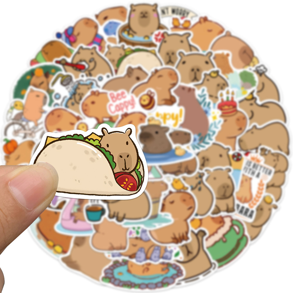 50 cartoon capybara graffiti stickers decorative computer water Cup luggage pen guitar notebook DIY waterproof stickers