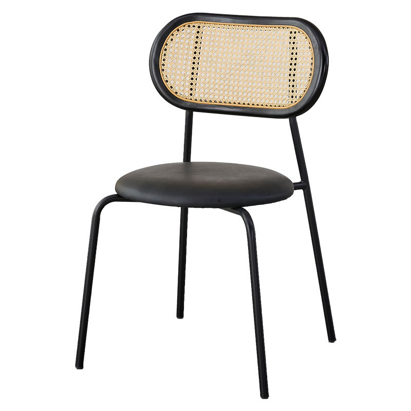 Modern simple solid wood backrest dining chair home restaurant office rattan chair Internet celebrity bed & breakfast milk tea shop backrest chair