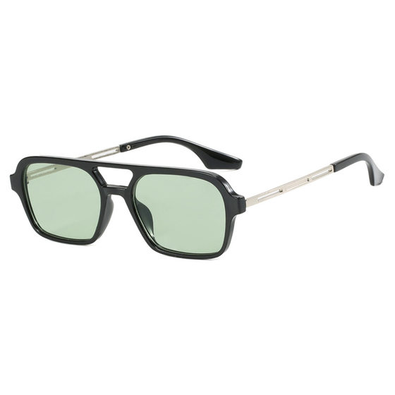 European and American Aviator Double Beam Sunglasses 2024 New Retro Square Sunglasses Ins Internet Celebrity Personalized Sunglasses