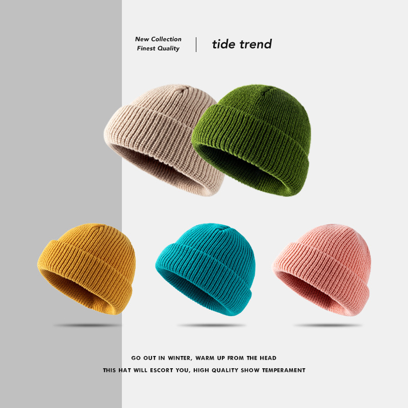 New knitted hat female Korean autumn and winter melon hat men's warm short cold hat wool hat manufacturers wholesale