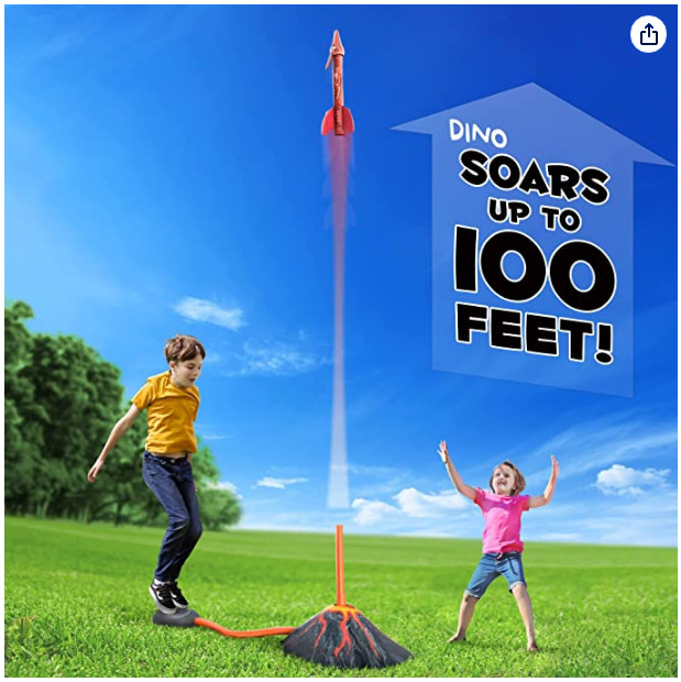 Cross-border Amazon new children's toy foot pedal launcher gun flying dinosaur skyrocket outdoor parent-child