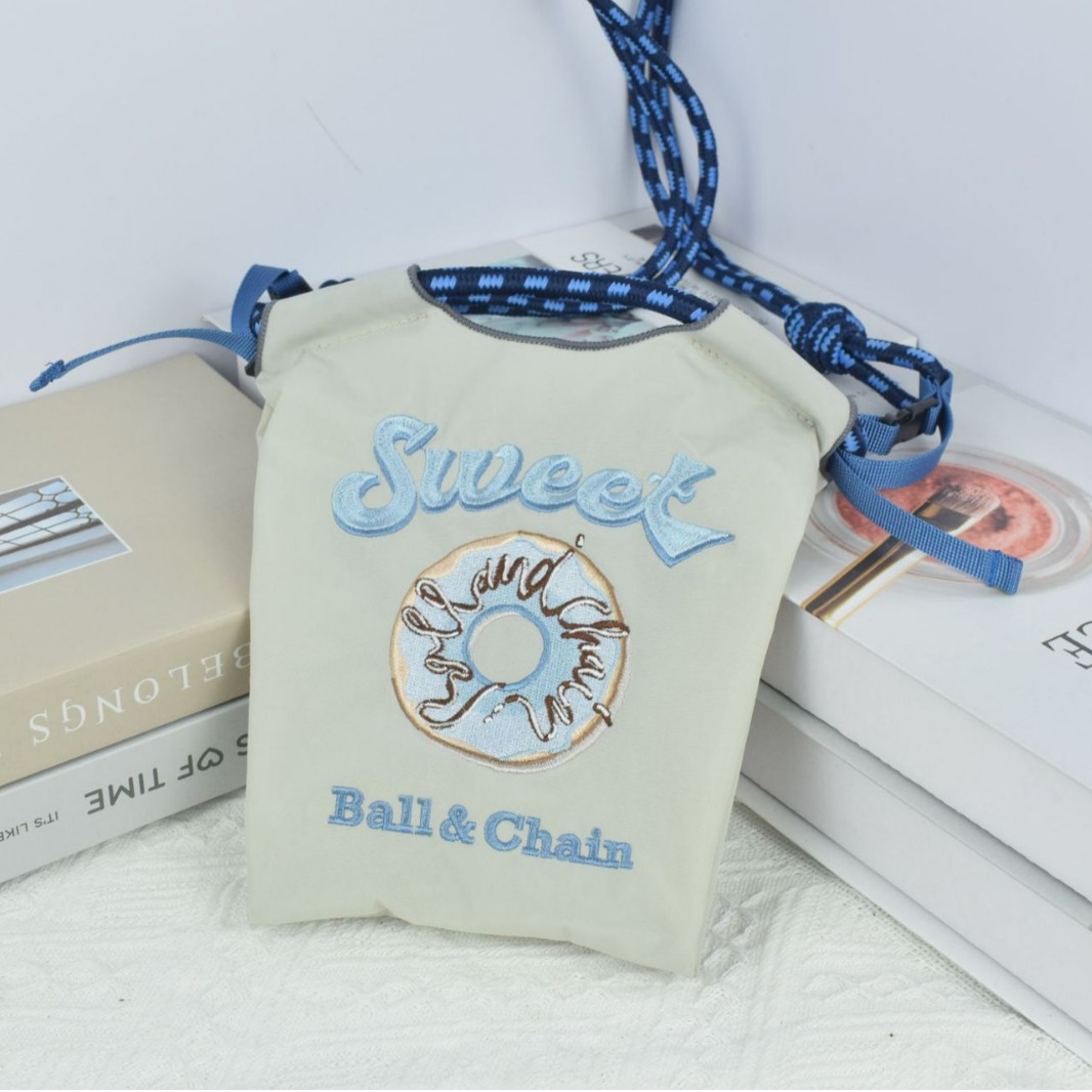 Gao Yuanyuan's Same ball chain Environmentally Friendly Shopping Bag Nylon Cloth Embroider Flower Handbag Nylon Shopping Bag