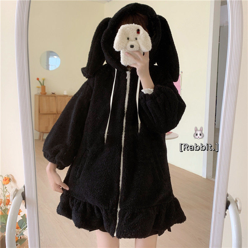 Cappotto in maglia di coniglio chic in peluche alla moda 2022 per donna autunno e inverno_voghion.com