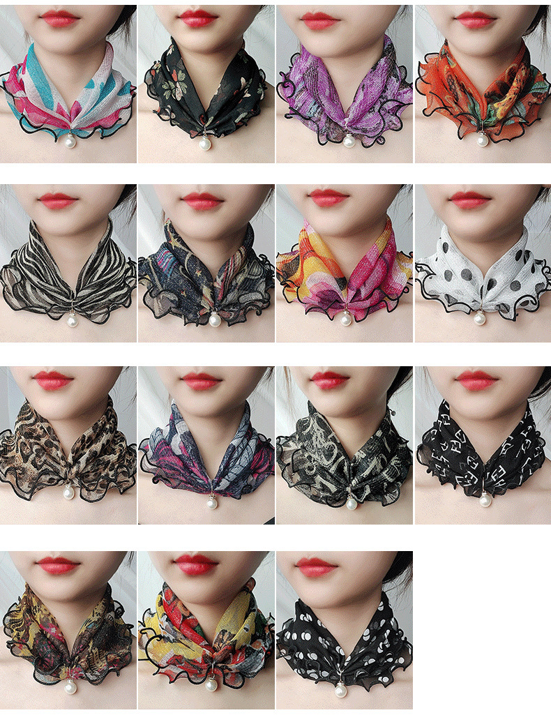 Scarf Women's Autumn and Winter Korean Style Mesh Turtleneck Scarf Neck Sleeve Cervical Scarf Spring Thin All-match Pendant Scarf