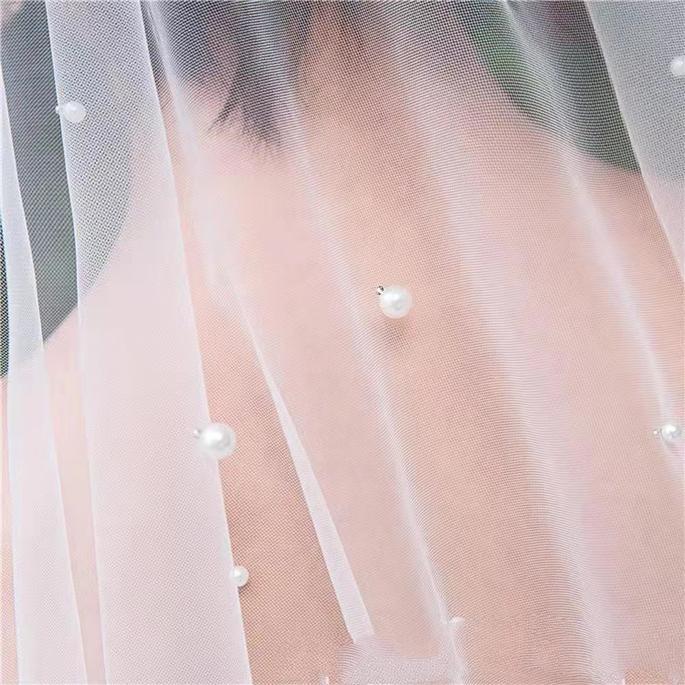 New Pearl Veil Super Fairy White Headwear Bride Wedding Travel Photo Accessories Trailing Photo Studio Photo Props