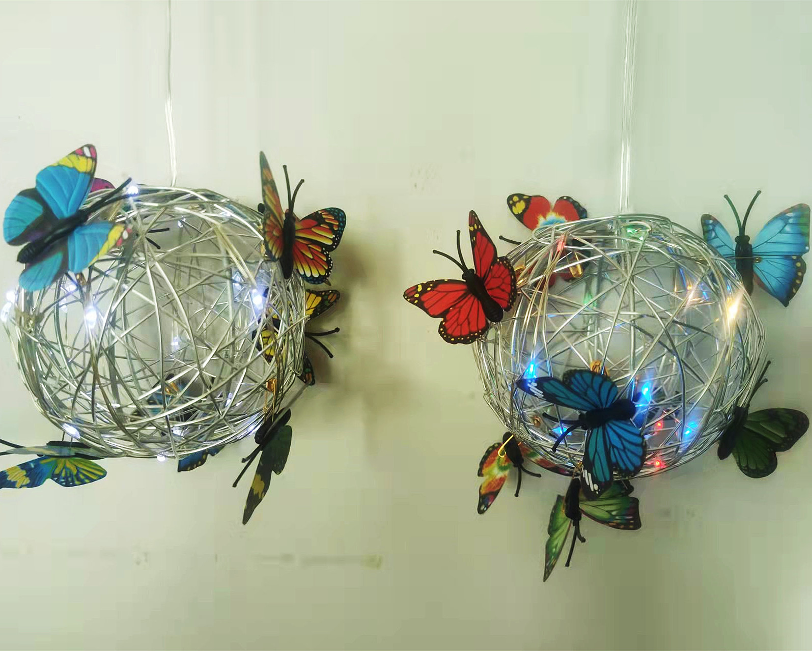 New led solar butterfly hanging tree ball outdoor courtyard garden decorative light ball hanging tree light luminous butterfly