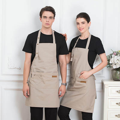 Canvas household apron wholesale restaurant anti-oil work clothes milk tea coffee nail salon waist printing logo