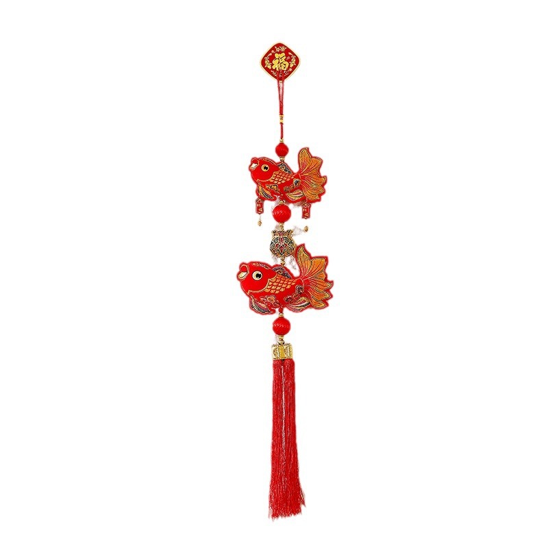 New Year pendant 2025 new fish string pendant New Year decoration supplies housewarming indoor festive blessing word pendant wholesale