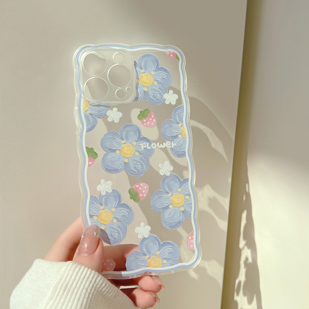 Flowers for iphone14pro max Apple mobile phone case 16 wavy edge 11 wholesale 13 generation hair X original 15