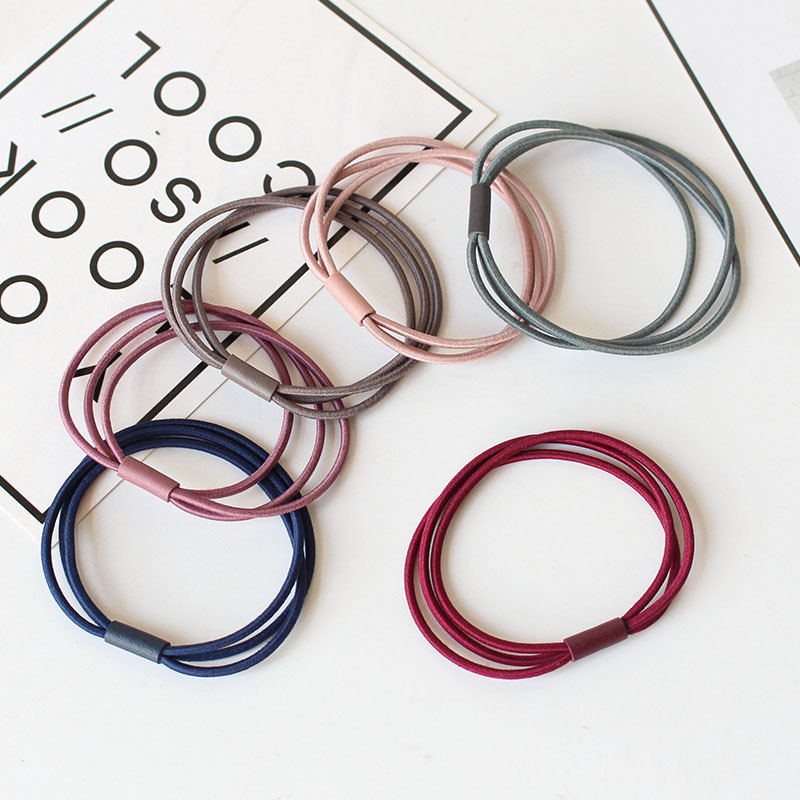 High elastic rubber band hair ring black three-in-one connection head rope hair female hair accessories factory direct sales