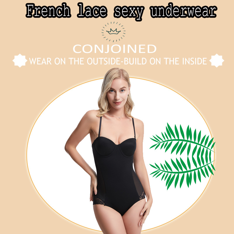 Cross-border Body Shaping Clothes Seamless Lace One-piece Body-suit Postpartum Hip-lifting Abdominal Belt Bra Bra Braceless Bracelet