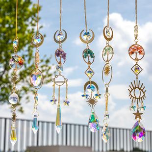 Cross-border natural golden life tree Crystal Sun Catcher prism pendant manufacturing decorative pendant hanging garden window