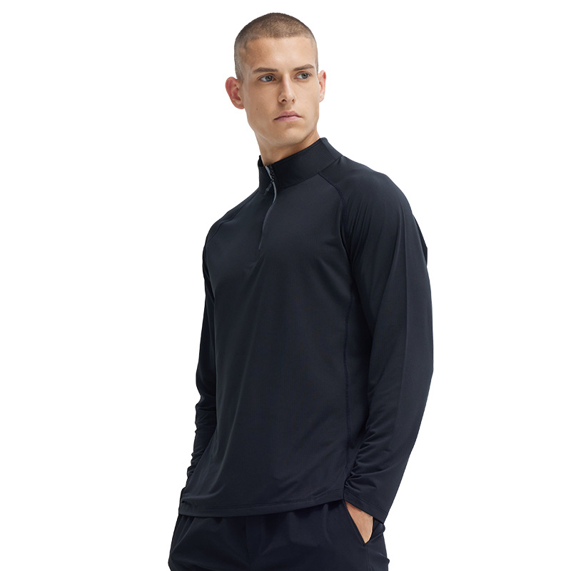 New Quick-drying Fitness Clothes Men's Half-zipper Running Clothes T-shirt Spring and Autumn Aerobic Long-sleeved Collar Top
