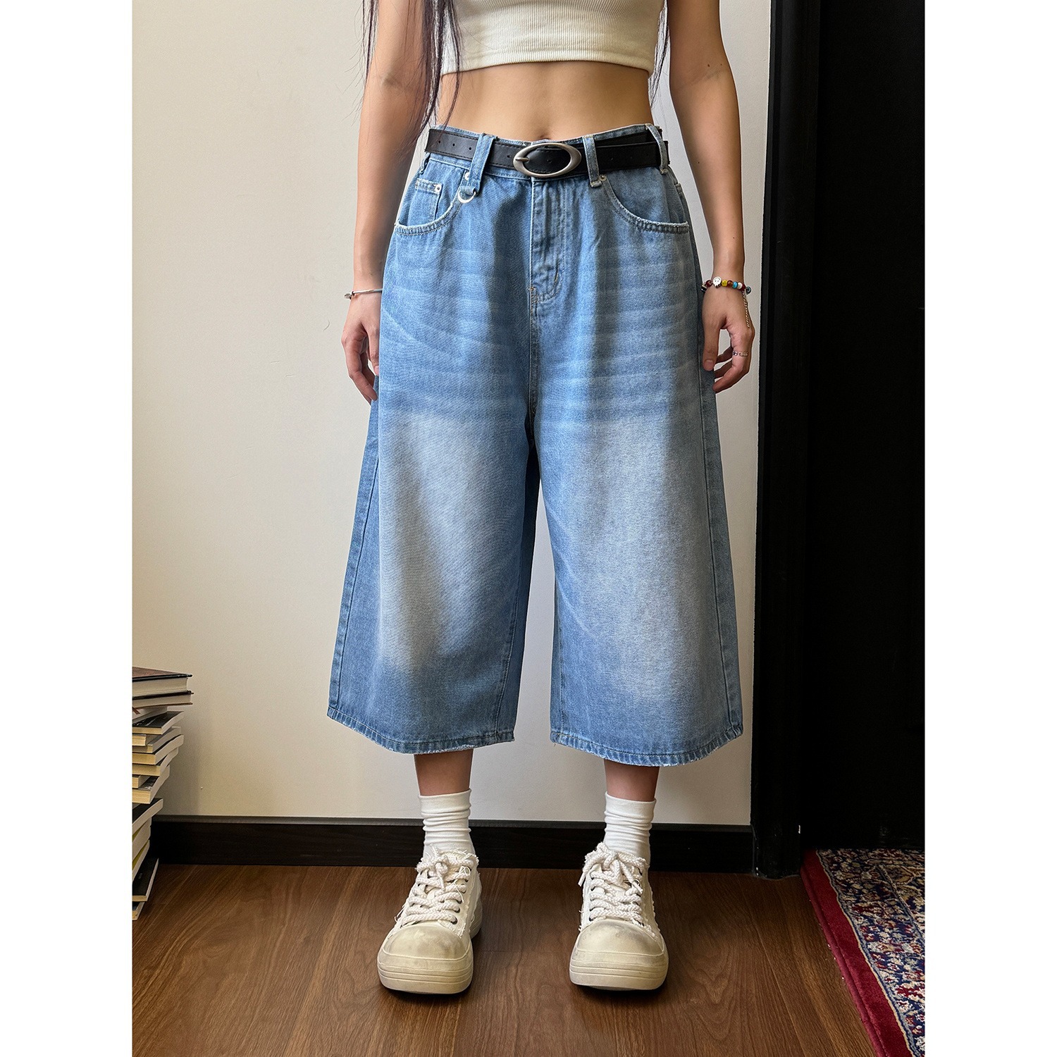 Men's denim shorts 2024 new cross-border high quality men's cropped pants trendy Denim shorts