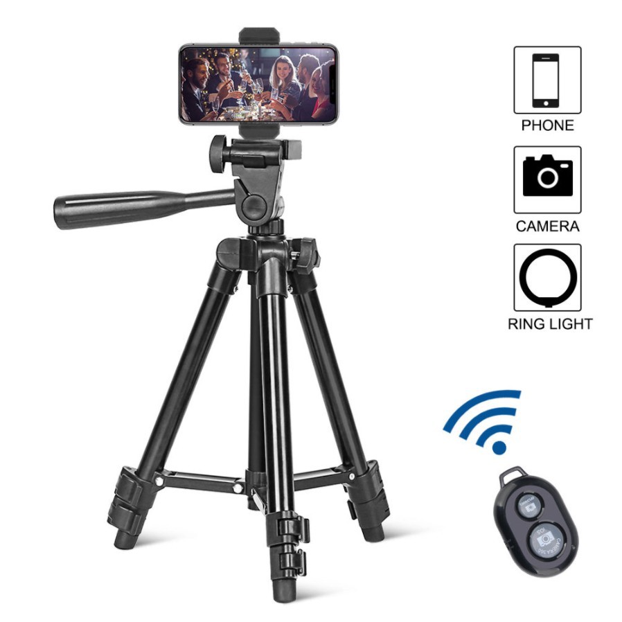 Factory 1.3m aluminum alloy mobile phone camera tripod mobile phone live broadcast bracket with Bluetooth camera rotatable spot