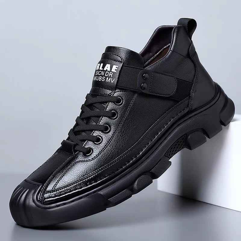 2023 autumn and winter new men's casual leather shoes high-top shoes men's handmade online retro trendy overalls boots men 6605