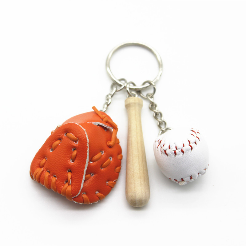 2cm baseball keychain three-piece pendant gift baseball three-in-one fashion car pendant Souvenir Wholesale