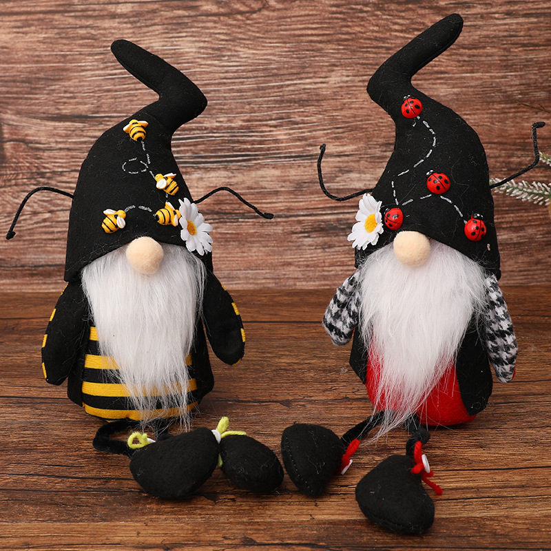 Qiaoding Cross-border New Decoration Bee Day Black Hat Rudolph Doll Ornaments Ladybug Bee Old Man Doll Ornaments