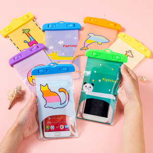 pvc cartoon mobile phone waterproof bag wholesale drifting swimming transparent airbag mobile phone bag touch screen diving waterproof bag