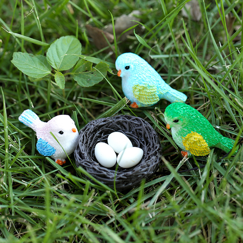 かわいい漫画の鳥ミニチュア風景多肉植物の装飾樹脂工芸品の装飾苔状の庭の装飾アイテム|undefined