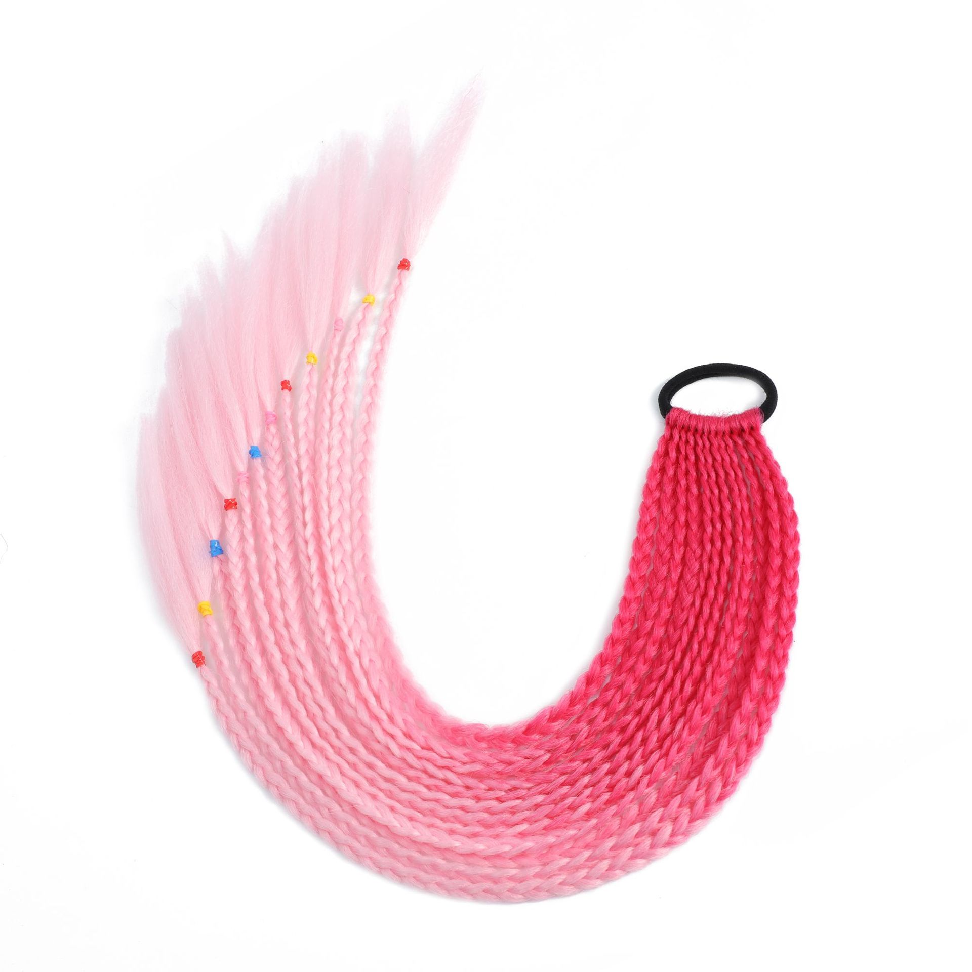 Gradient color braid three-strand braid dirty braid ponytail wig children cute cool braid colorful dirty braid fashion
