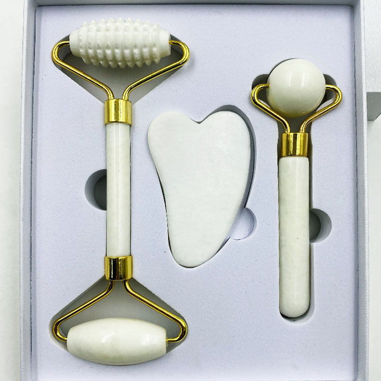 Natural Jade beauty container double-headed jade roller face full set of massage beauty container foreign trade jade wholesale