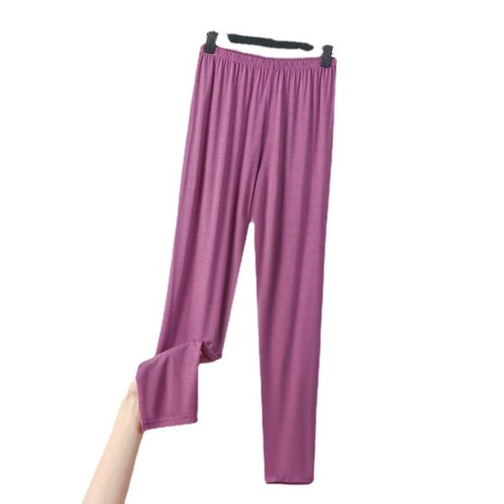 Plus size spring and summer thin gray leggings women's high waist 9 points fat mm200 kg outer wear modal nine-point pants