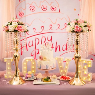 Cross-border electroplating golden flower rack outdoor wedding table center decorations scene layout props vase flower