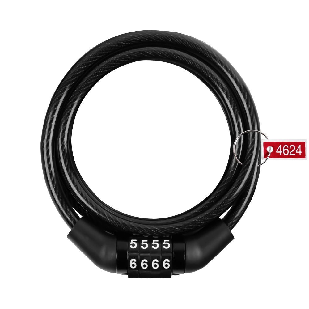 Cross-border bicycle lock mountain bike four-digit password lock electric car cable lock bicycle anti-theft riding equipment