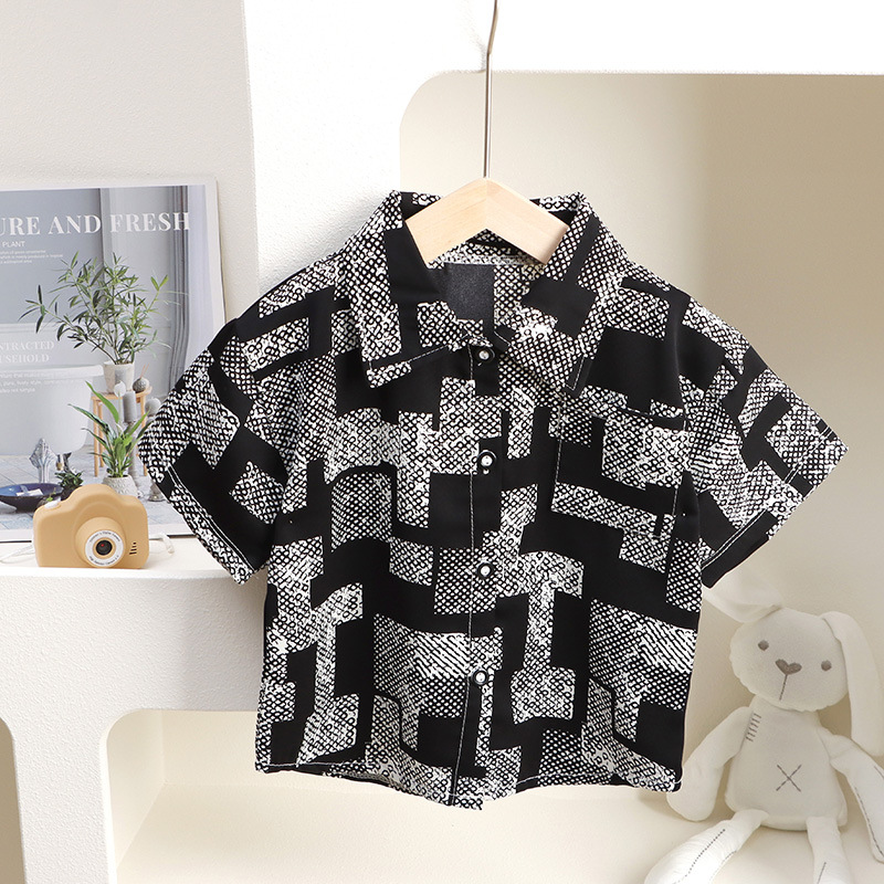 Children's Shirt Summer Short-sleeved Boys' Top Baby Jacket Children's Clothing Hong Kong Style Casual Fashion Wholesale