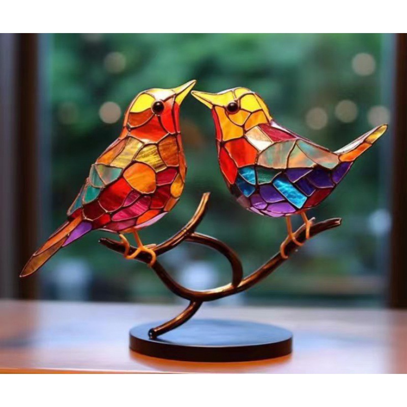 Spot 2023 New Product Amazon Bird Ornaments Home Decoration Ornaments Hundred Flowers Bird Metal Home Decoration